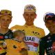 Jonas Vingegaard, Tadej Pogacar y Richard Crapaz en el podio del Tour de Francia.