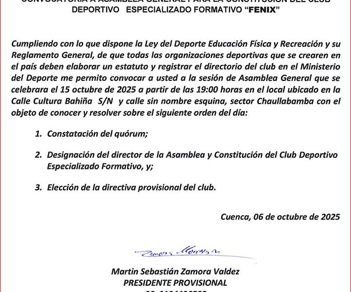 Asamblea General Club FENIX