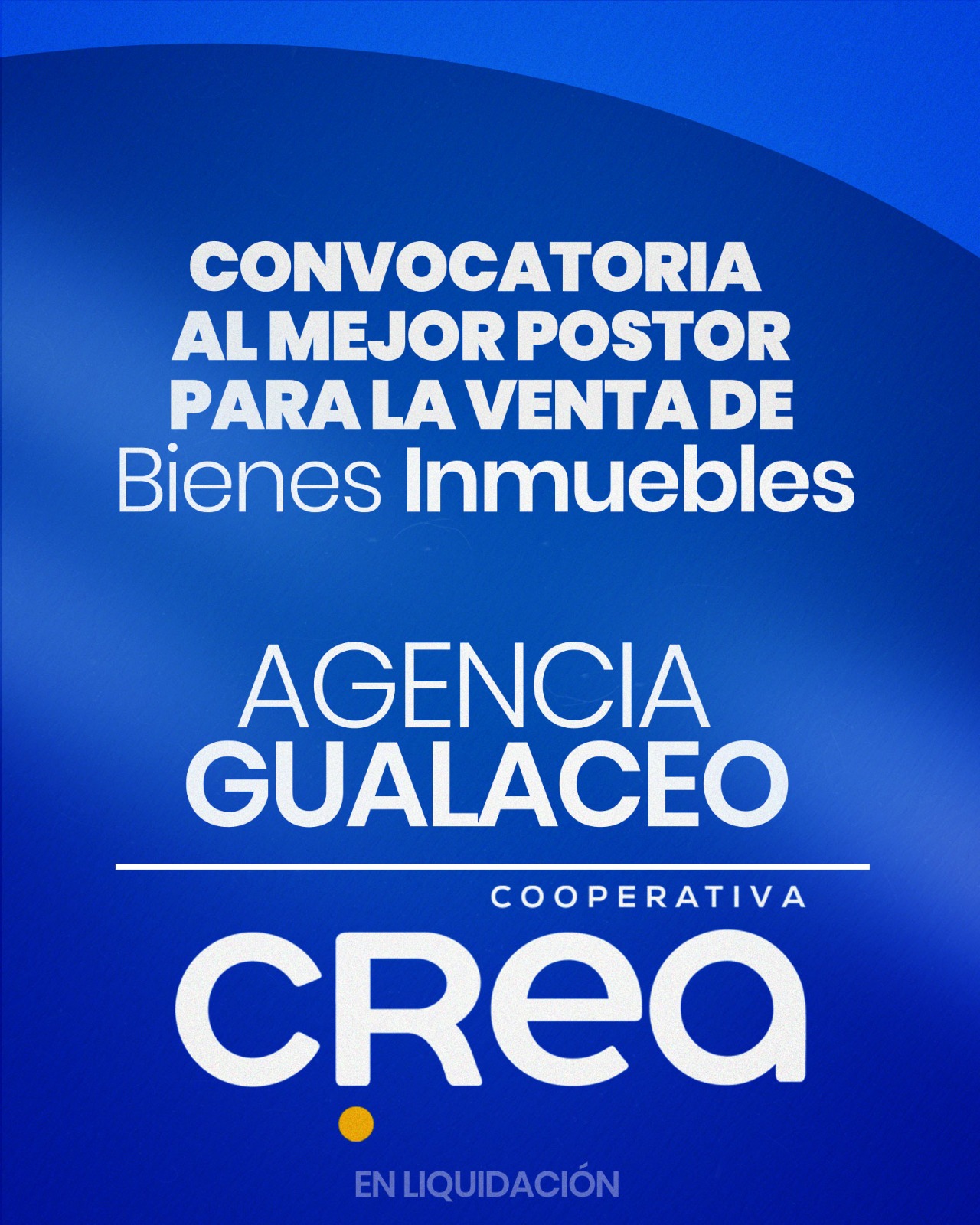 Convocatoria bienes muebles Agencia Gualaceo CREA